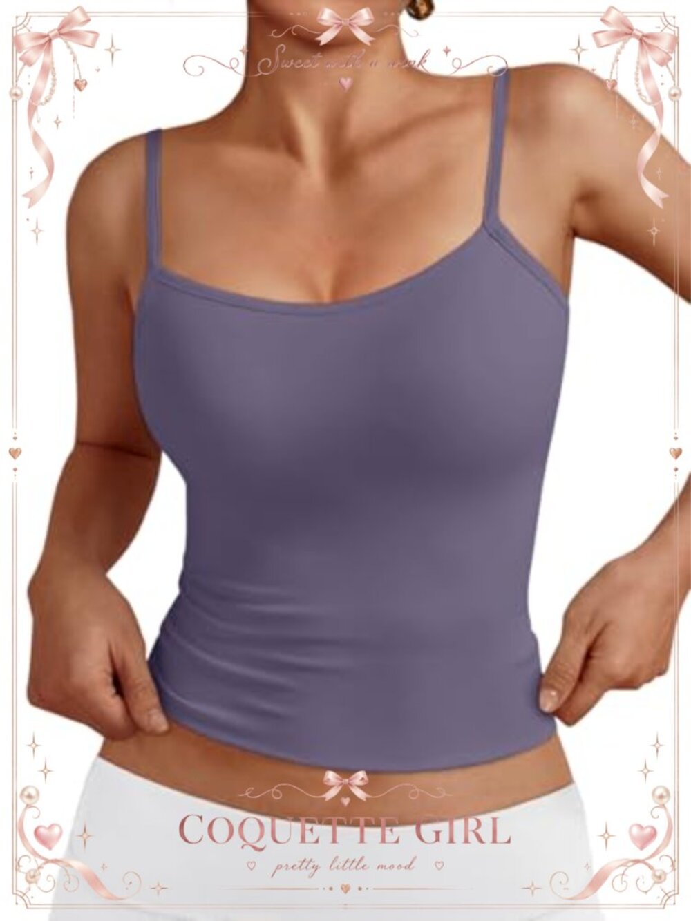 Adjustable Spaghetti Strap Square Neck Tank Top Sleeveless Cami Basic Shirt